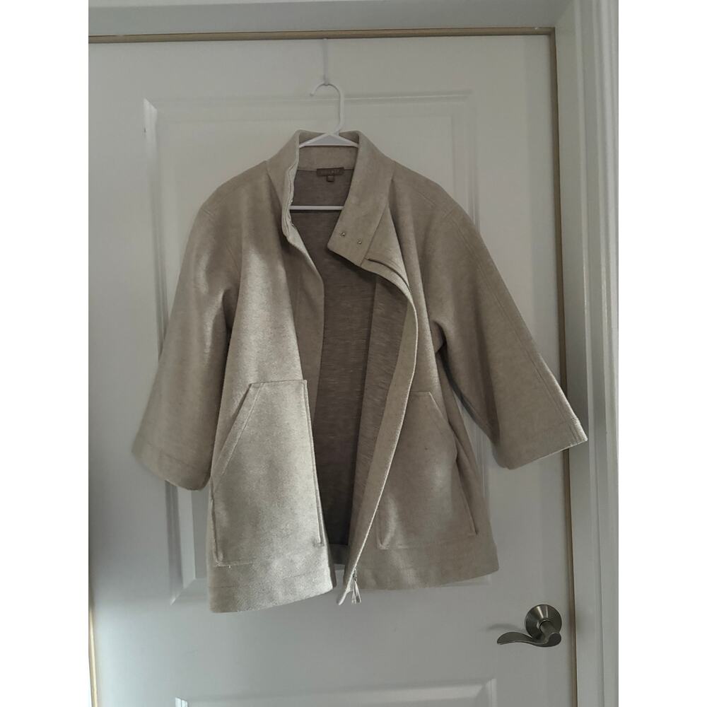 Lilla P Zip Front Patch Pocket Jacket Stucco - Beige Size Large - Picture 2 of 4